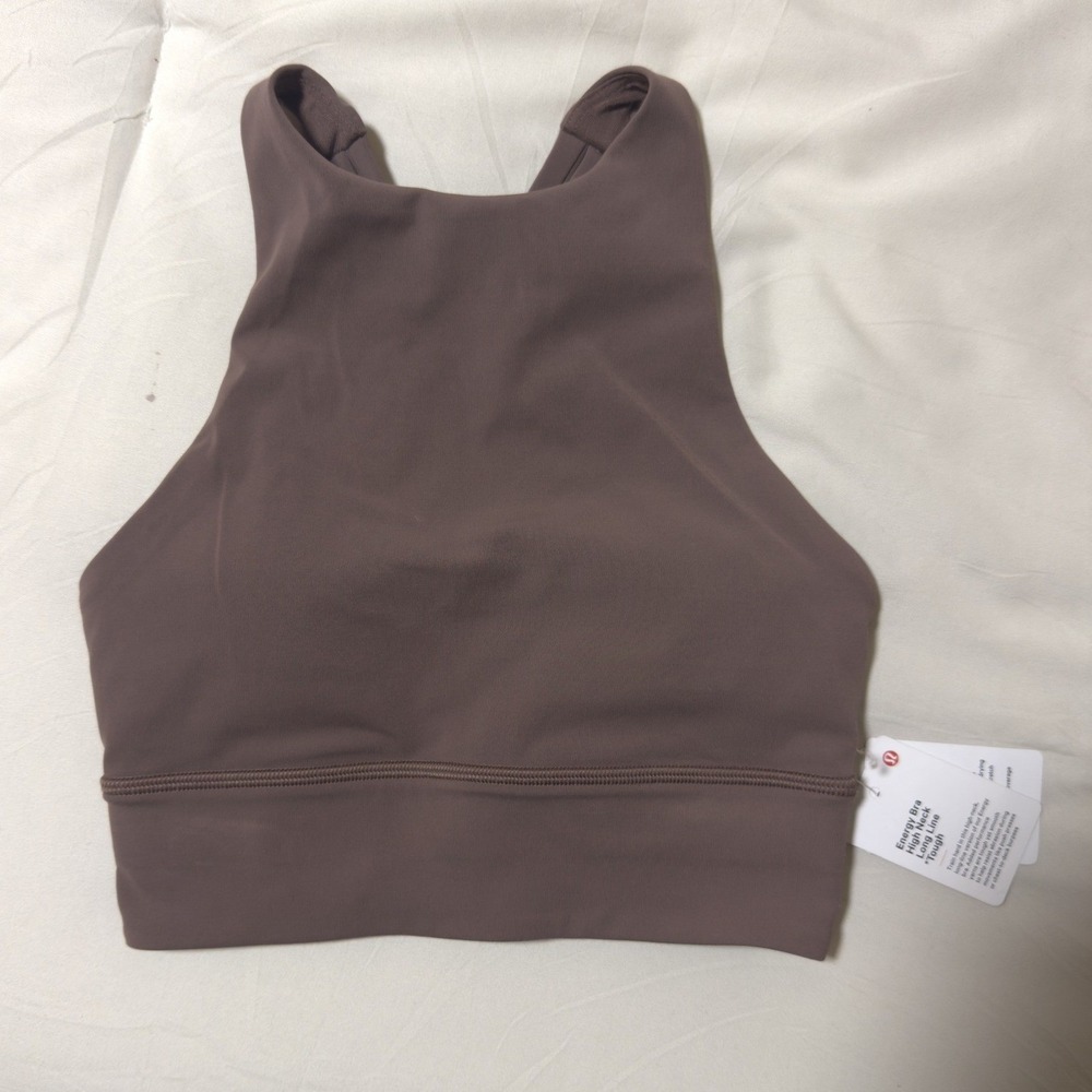 Lululemon Energy Bra High Neck Long Line Tough Dark Oxide Brown LW2BZ1S Size 2